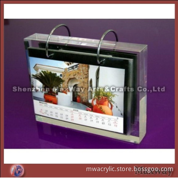 Durable Handsome Acrylic Cal Display Holder with 2 Rings